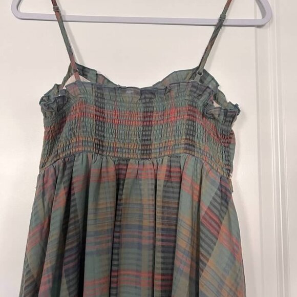 Vacation Multicolor Plaid Pattern Women's Cami Dress Small - Picture 3 of 4